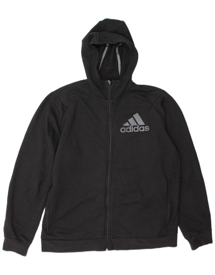 Felpa con cappuccio e zip grafica Adidas da uomo XL in poliestere grigio