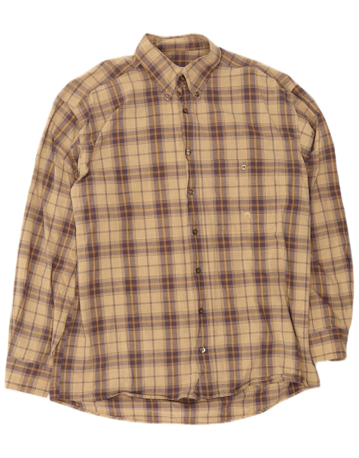 Camicia da uomo in flanella color cammello a quadri beige medio