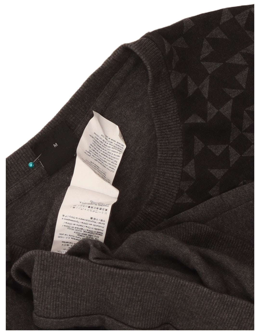 Felpa da donna Hugo Boss Maglione UK 14 Cotone geometrico grigio medio
