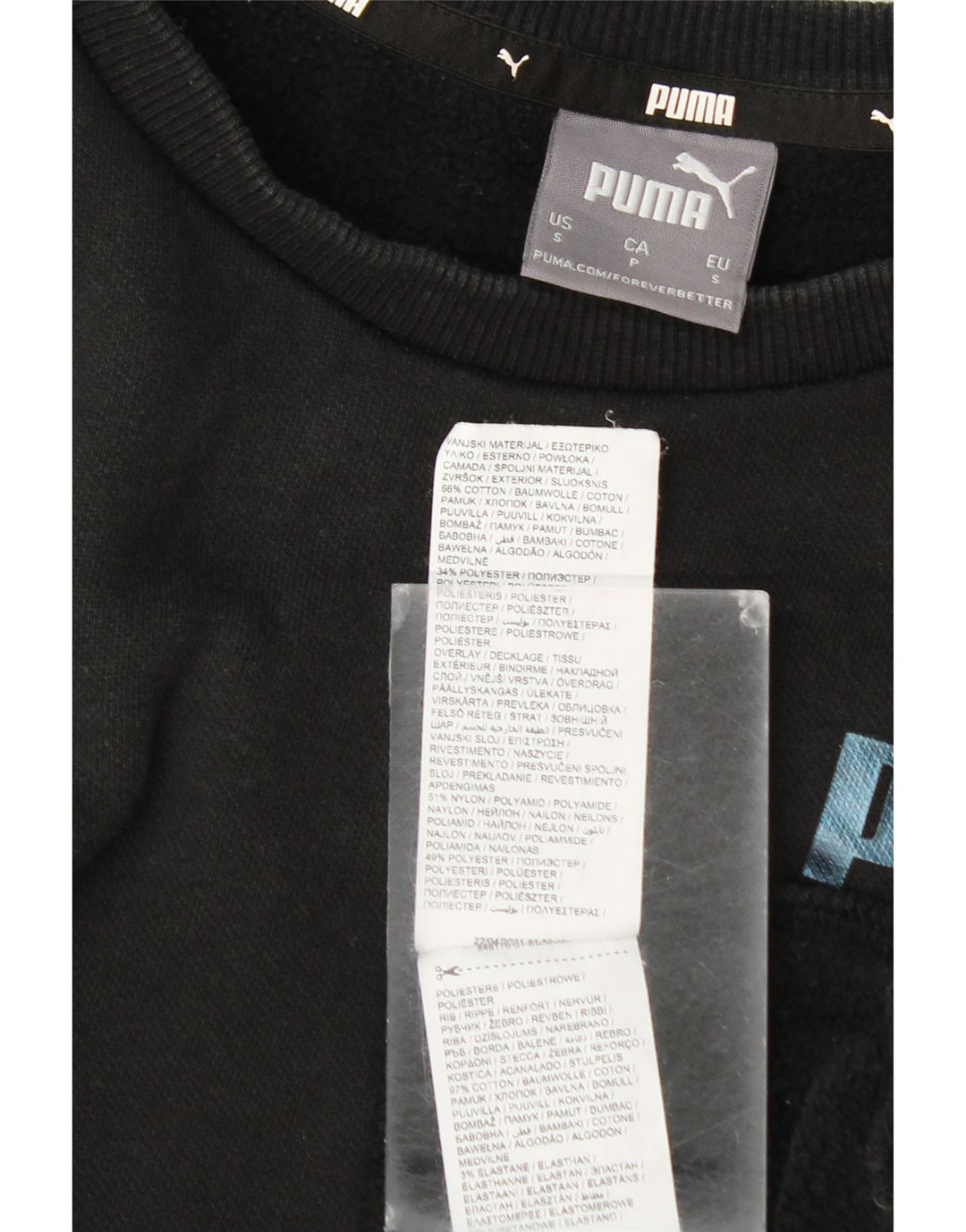 Felpa grafica da uomo Puma, piccola, in cotone color block nero
