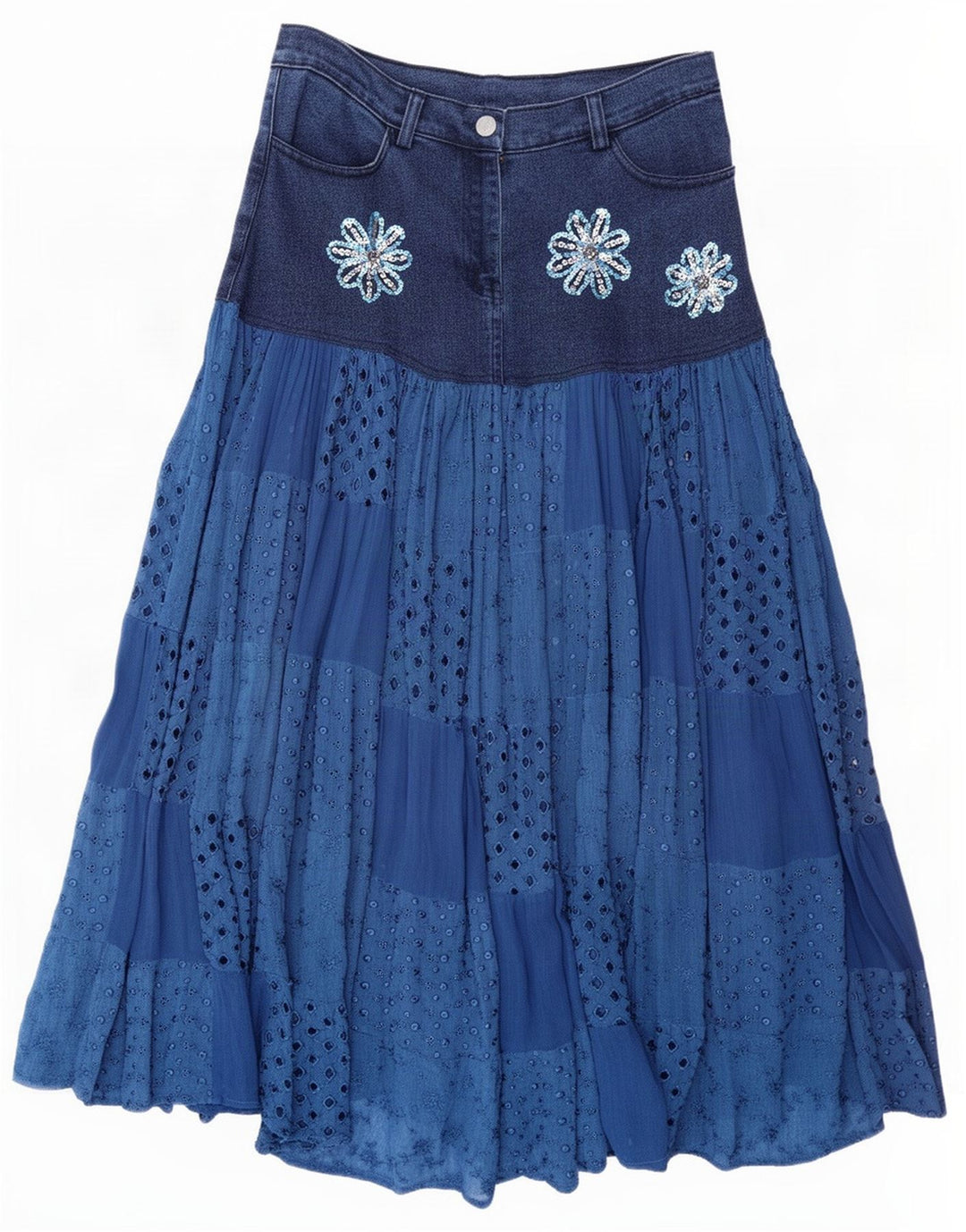 Gonna svasata da donna Positano by Jean Paul grande W32 patchwork blu