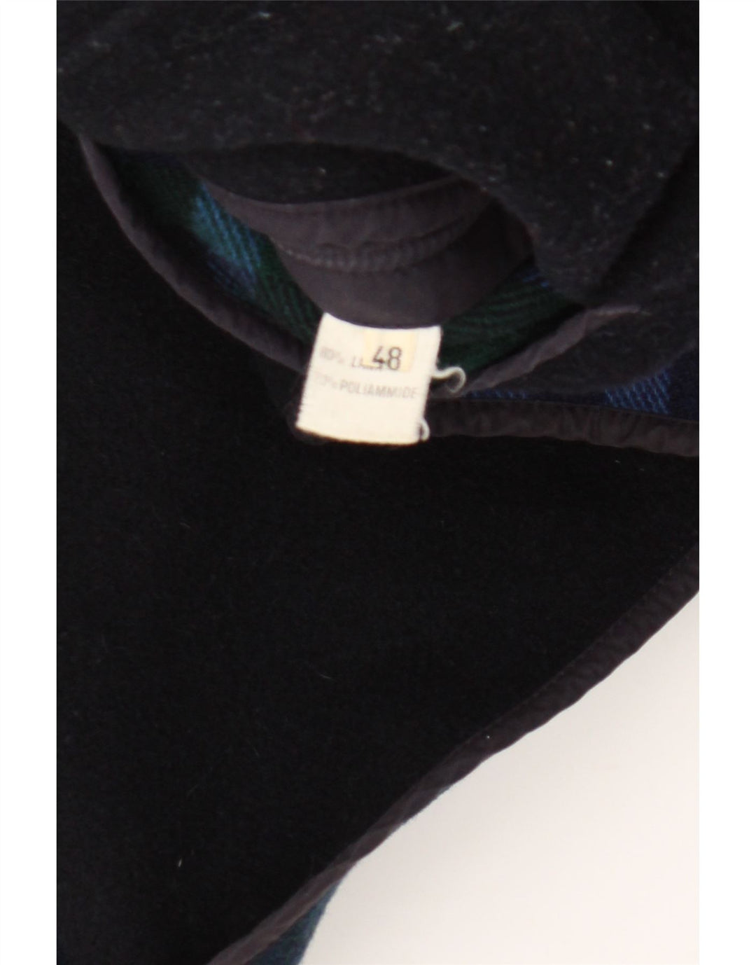 Soprabito vintage da donna IT 48 XL in lana a quadri blu navy