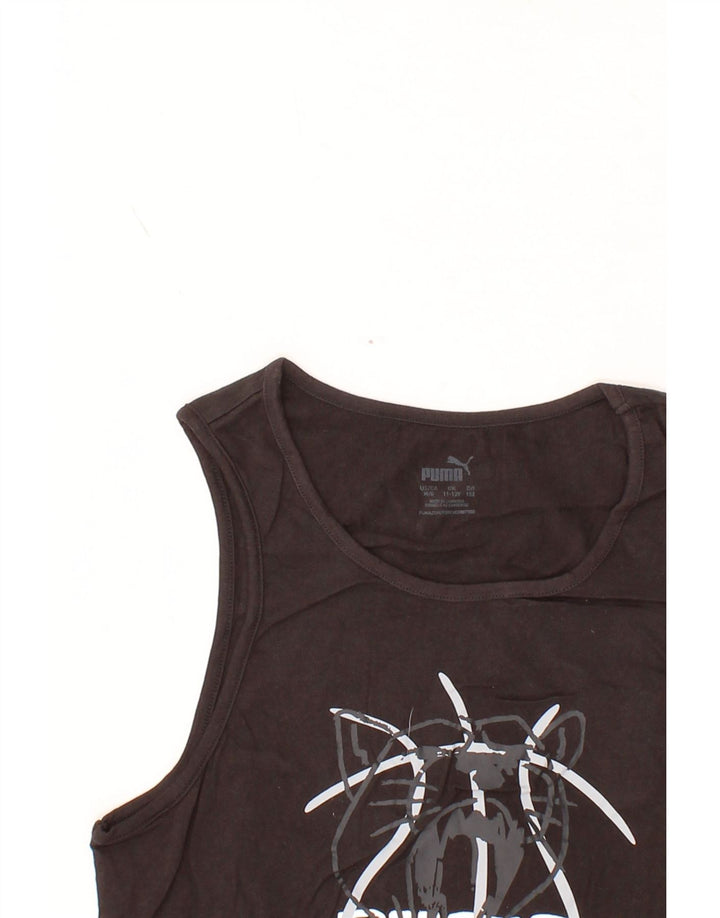 PUMA Boys Graphic Vest Top 11-12 Years Black Cotton Vintage Puma and Second-Hand Puma from Messina Hembry 