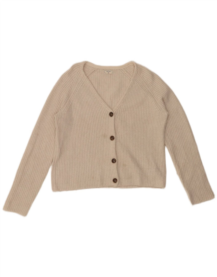 FAT FACE Maglione cardigan oversize corto da donna UK 10 Piccolo nylon bianco