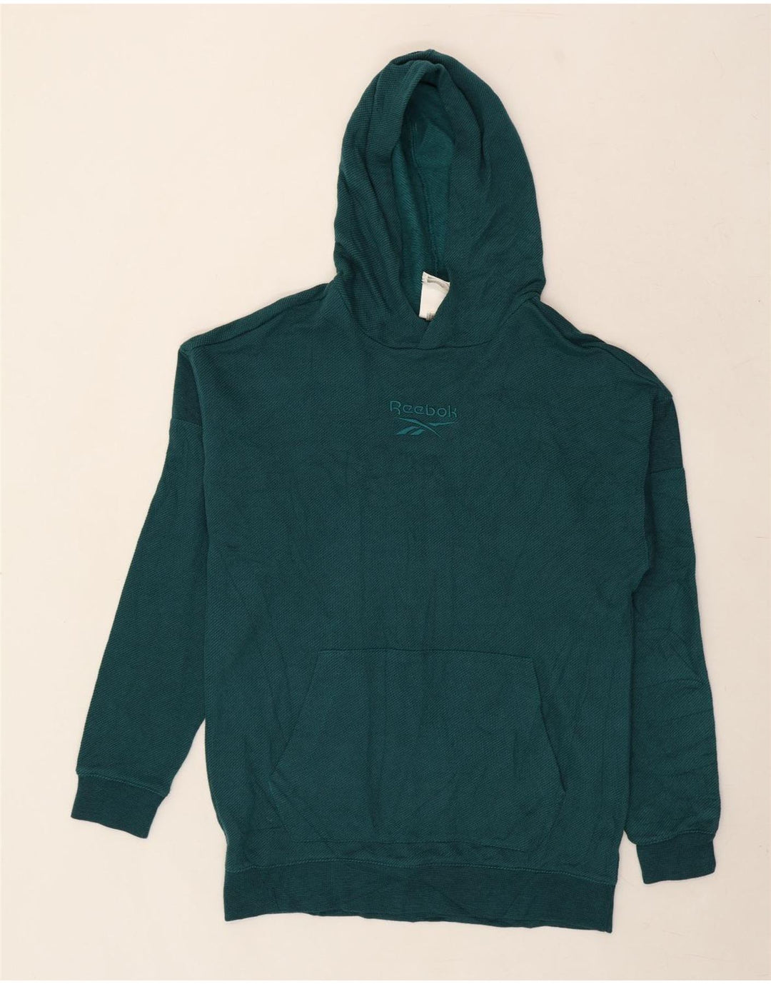 REEBOK Mens Graphic Hoodie Jumper Medium Green Cotton Vintage Reebok and Second-Hand Reebok from Messina Hembry 
