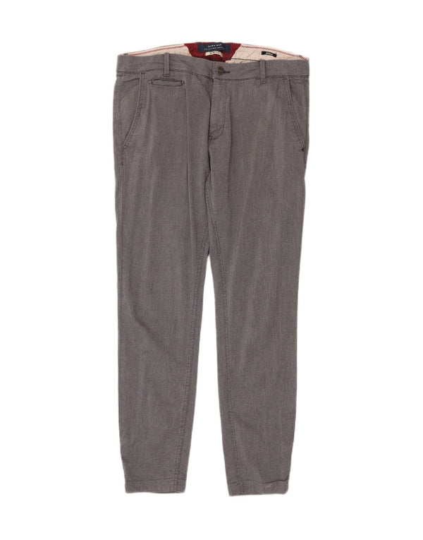 Pantaloni chino slim fit da uomo Zara EU 44 Large W34 L30 pied de poule grigio