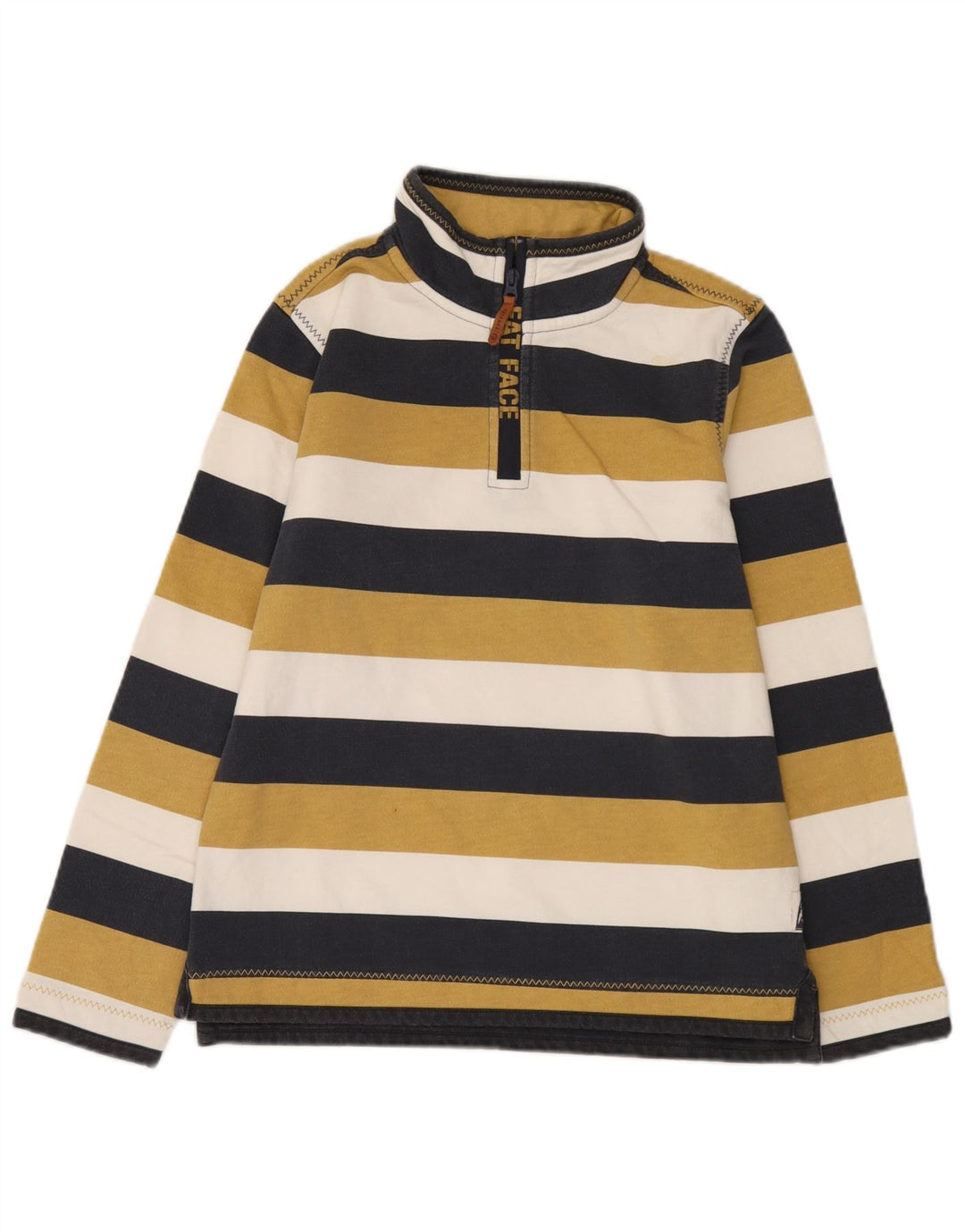 Felpa con collo con zip per ragazzi Fat Face, maglione, 12-13 anni, a righe multicolori