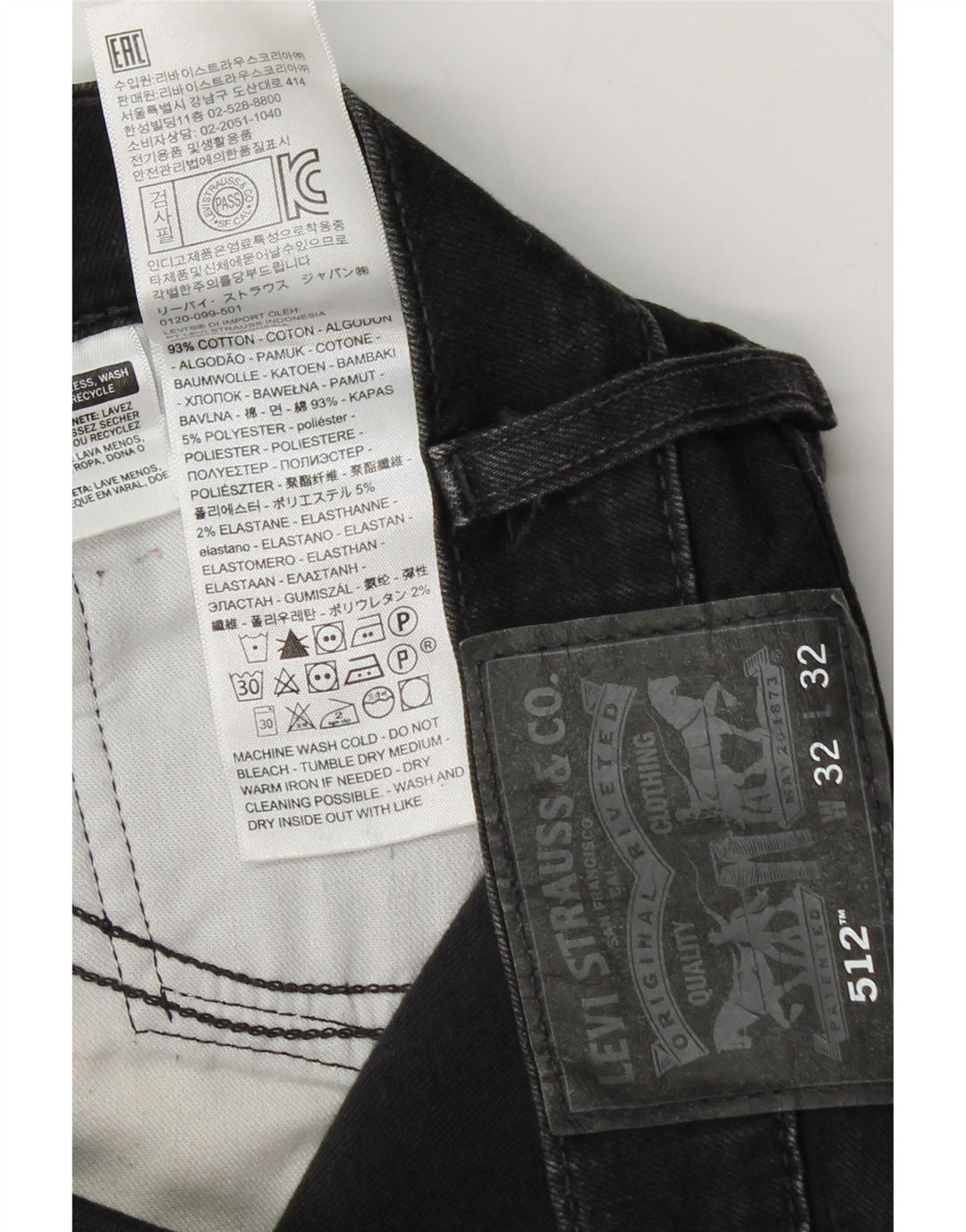 LEVI'S Mens 512 Slim Tapered Jeans W32 L29 Black Cotton Vintage Levi's and Second-Hand Levi's from Messina Hembry 