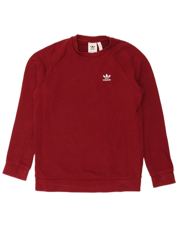 ADIDAS Mens Sweatshirt Jumper Small Burgundy Cotton