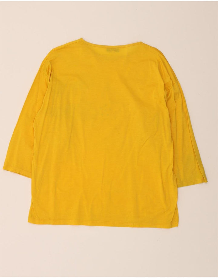 CARLO BARBERA Womens Top 3/4 Sleeve UK 14 Medium Yellow Cotton Vintage Carlo Barbera and Second-Hand Carlo Barbera from Messina Hembry 