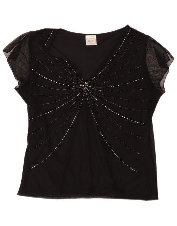 Agenda Camicetta da donna Top UK 16 Large Nero Poliestere