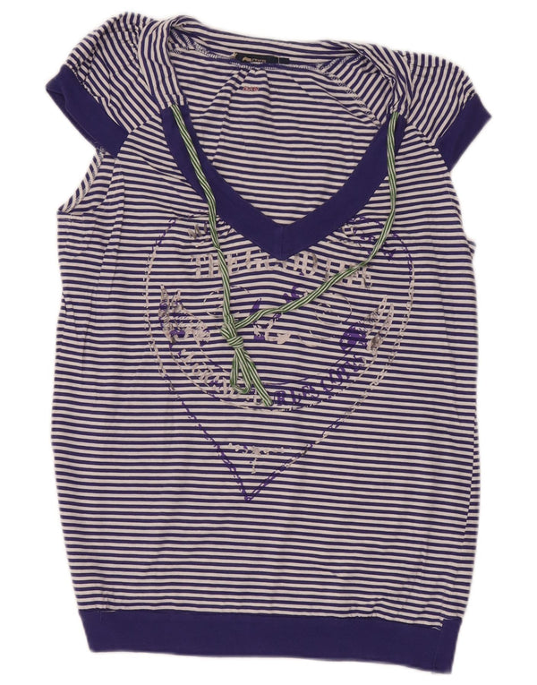 Camicetta grafica da donna Gas Top UK 14 Cotone a righe grandi blu