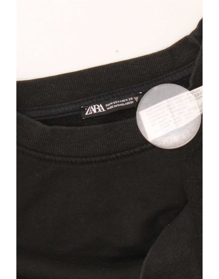 Felpa corta da donna Zara UK 14 cotone nero medio