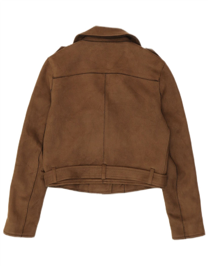 Giacca da motociclista corta da donna Zara UK 6 XS Marrone
