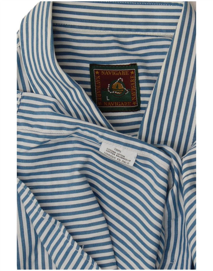 Camicia Uomo NAVIGARE Large Blu Gessato in Cotone