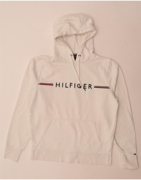 Maglione con cappuccio grafico da uomo Tommy Hilfiger piccolo in cotone bianco