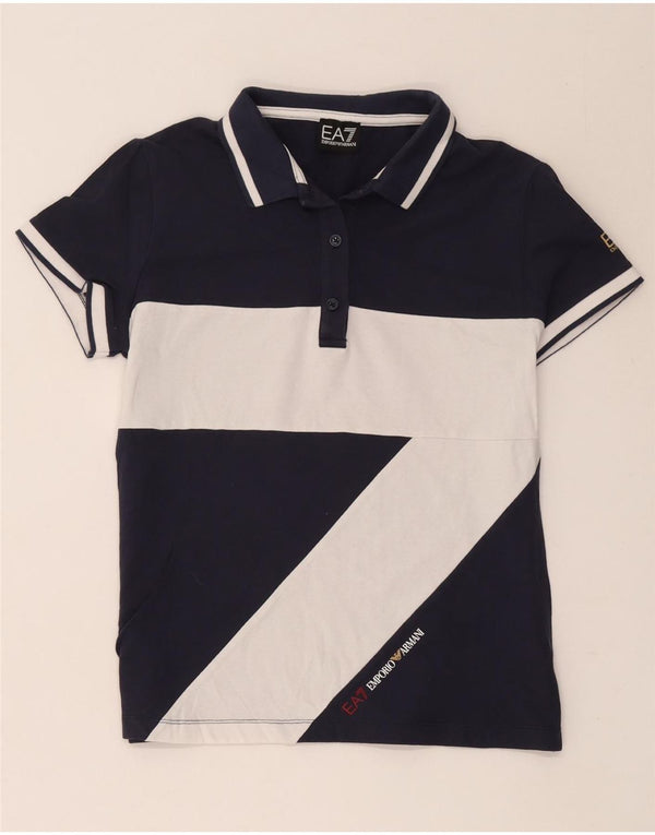 Polo da donna Emporio Armani UK 10 Small Blu Navy Colourblock