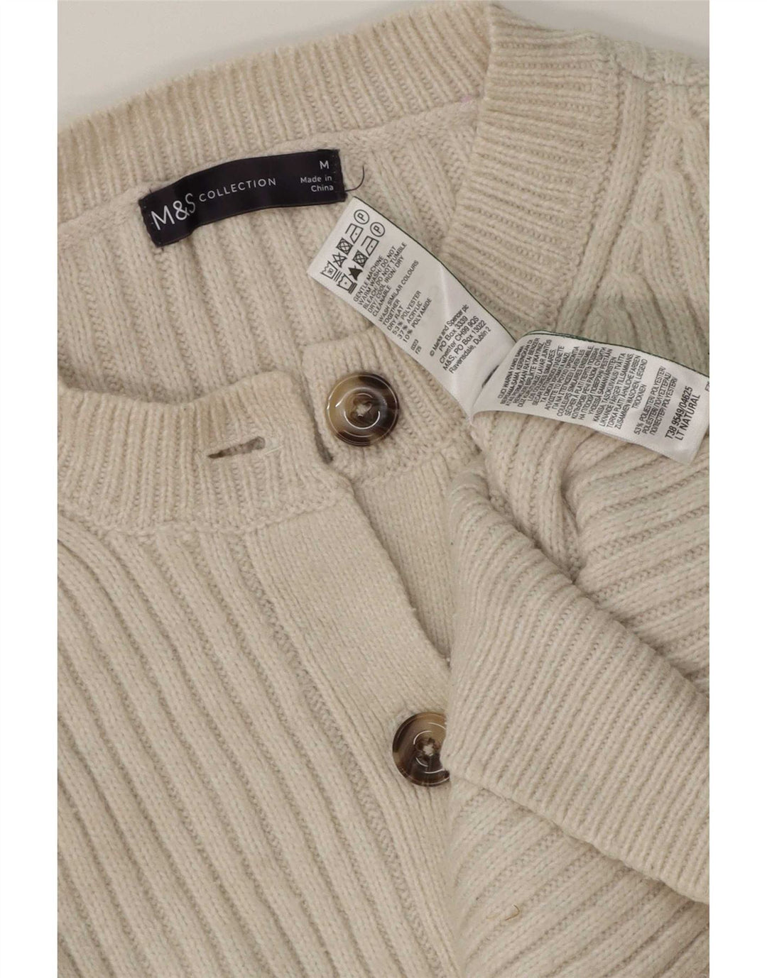 Maglione cardigan da donna Marks & Spencer UK 12 Poliestere bianco sporco medio