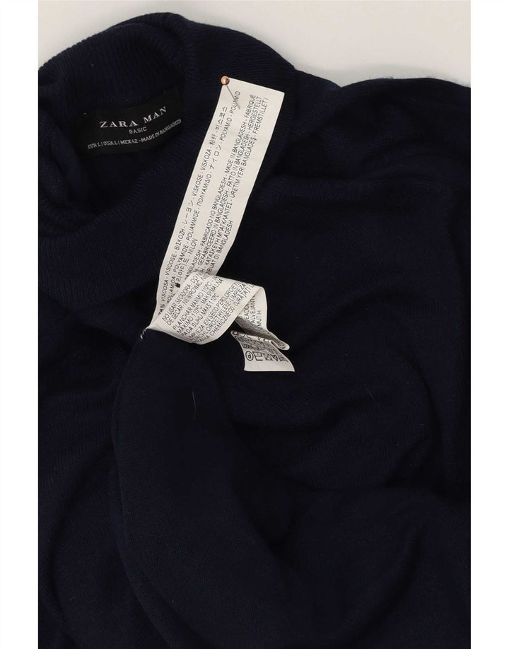 Maglione Zara da uomo con collo alto e maglione grande in viscosa blu navy