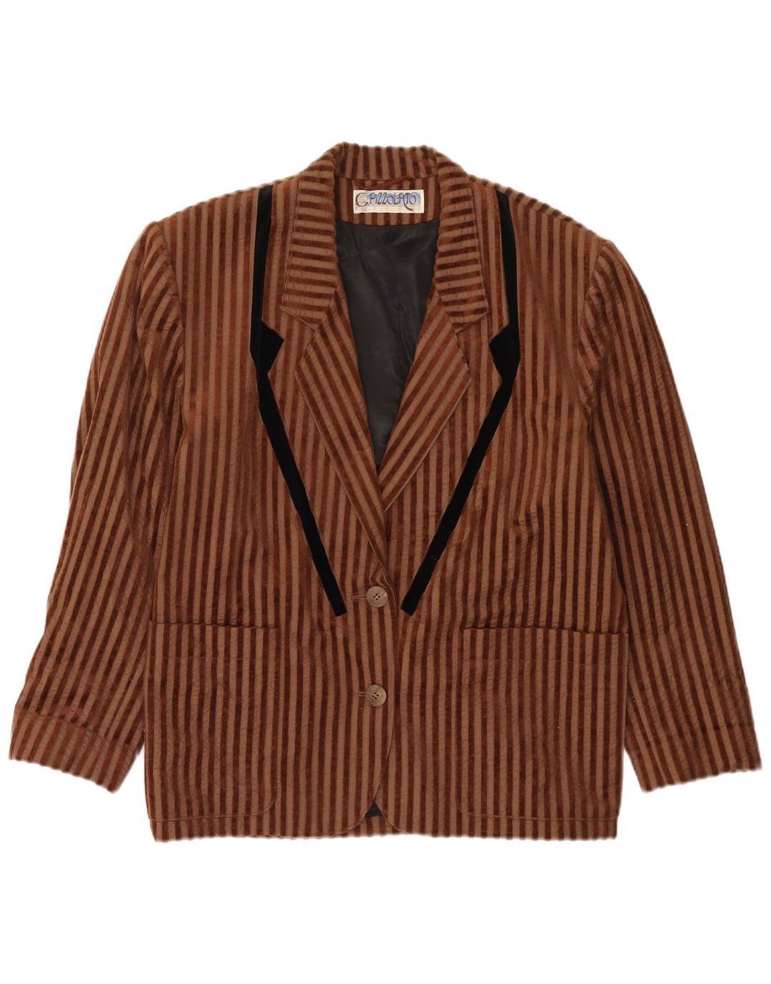 Giacca blazer oversize da donna vintage a 2 bottoni EU 40 a righe marrone medio