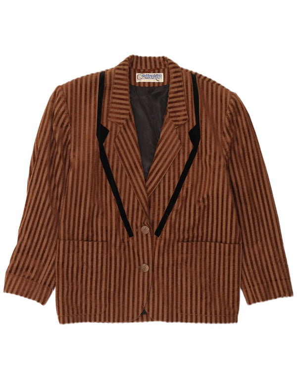 Giacca blazer oversize da donna vintage a 2 bottoni EU 40 a righe marrone medio