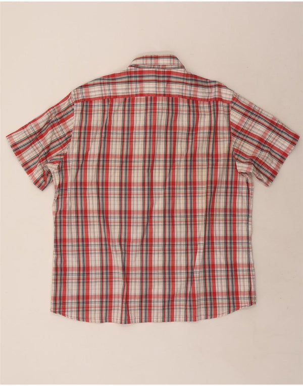 Camicia a maniche corte da uomo Carrera 2XL in cotone a quadri rossi