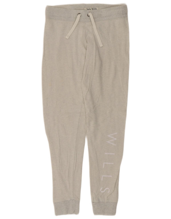 JACK WILLS Pantaloni da tuta con grafica da donna Joggers UK 8 Small Grigio