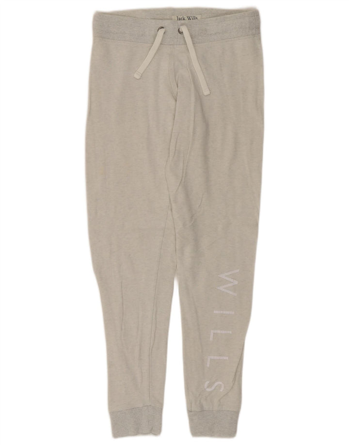 JACK WILLS Pantaloni da tuta con grafica da donna Joggers UK 8 Small Grigio