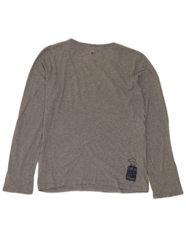 Tommy Hilfiger Maglietta grafica da ragazzo a manica lunga 11-12 anni in cotone grigio