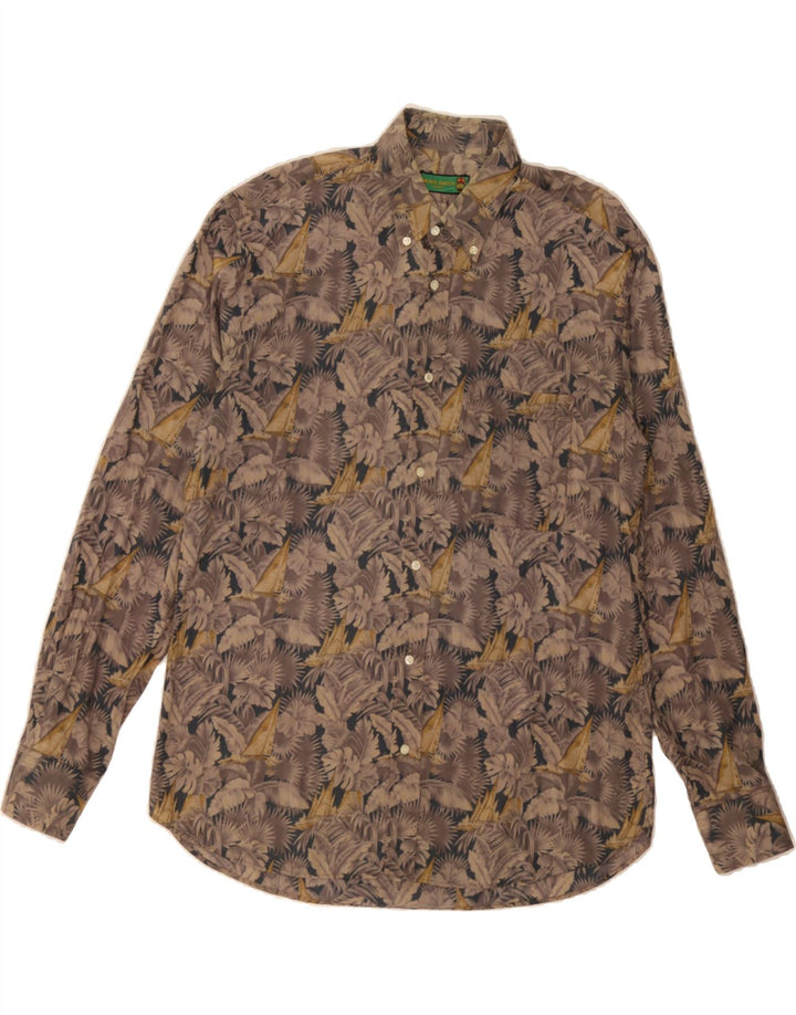 VINTAGE Mens Shirt XL Grey Floral Cotton Vintage Vintage and Second-Hand Vintage from Messina Hembry 