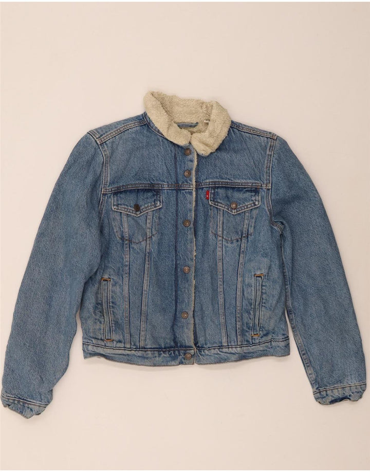 Giacca Levi's da donna in denim sherpa UK 14 grande cotone blu