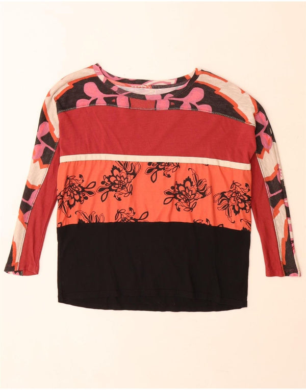 Desigual Womens Graphic Top manica lunga UK 10 piccolo floreale multicolore