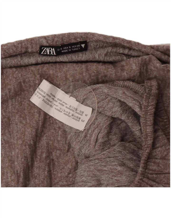 Maglione corto con scollo a barca da donna Zara UK 10 piccolo poliestere grigio