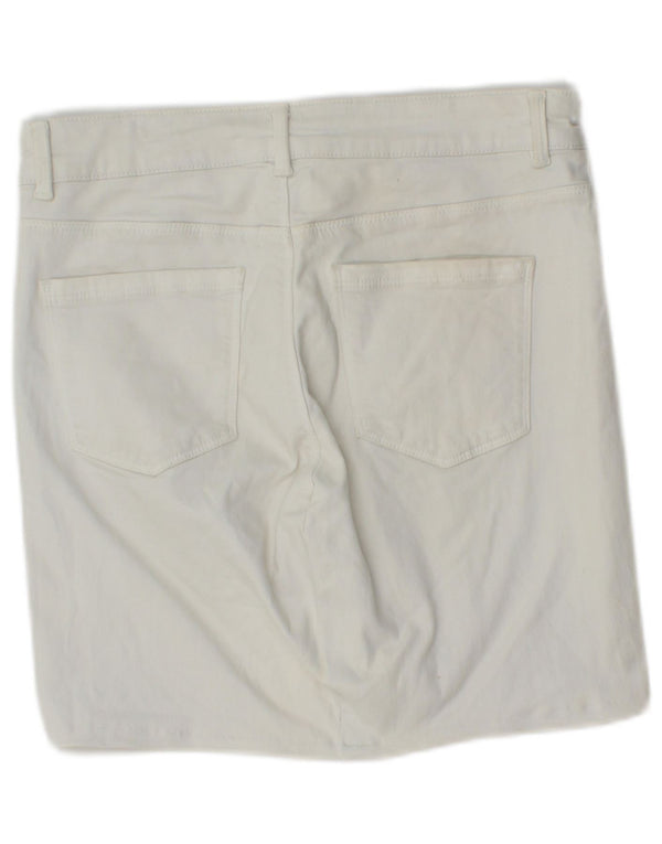 Pantaloncini di jeans da donna Oasis UK 12 medi W28 cotone bianco