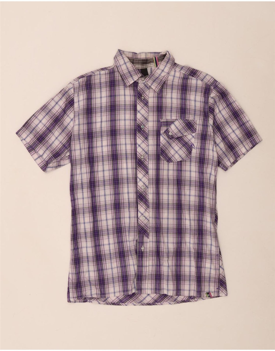 Camicia a maniche corte da uomo Rip Curl in cotone a quadri viola medio