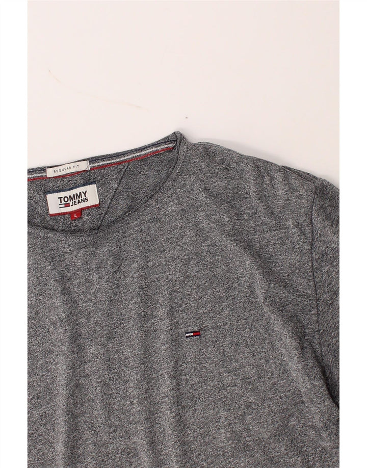 TOMMY HILFIGER Mens T-Shirt Top Large Grey Flecked Cotton Vintage Tommy Hilfiger and Second-Hand Tommy Hilfiger from Messina Hembry 