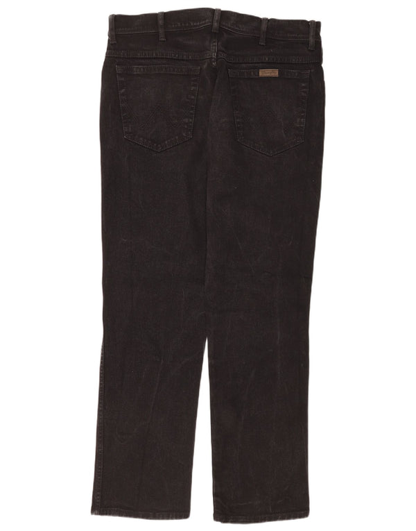 Jeans dritti da uomo Wrangler vestibilità regolare W36 L32 cotone nero