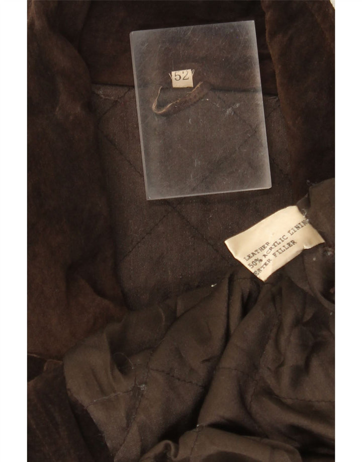 Cappotto vintage da uomo in pelle scamosciata scamosciata IT 52 XL in pelle marrone