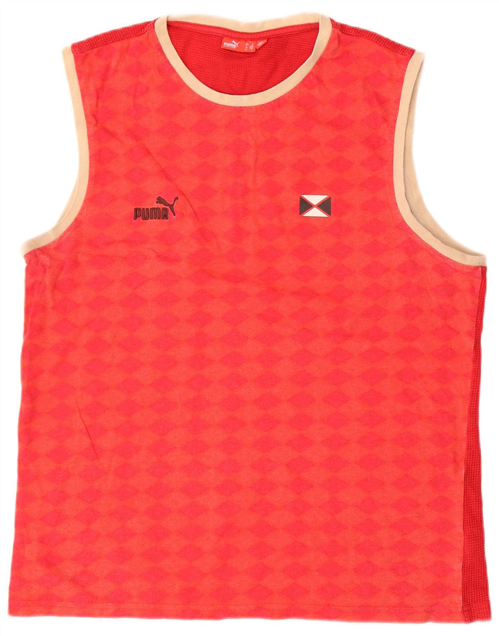 Canotta grafica da uomo Puma Large rossa geometrica in cotone