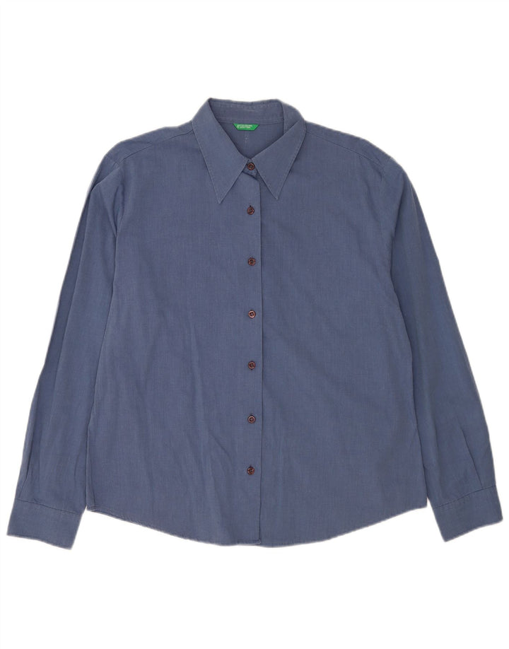 Camicia da donna Benetton UK 16 Large in cotone blu navy