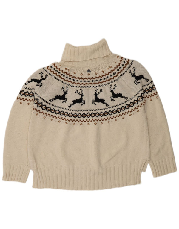 Maglione maglione a collo alto da donna Barbour UK 16 Large White Fair Isle Wool
