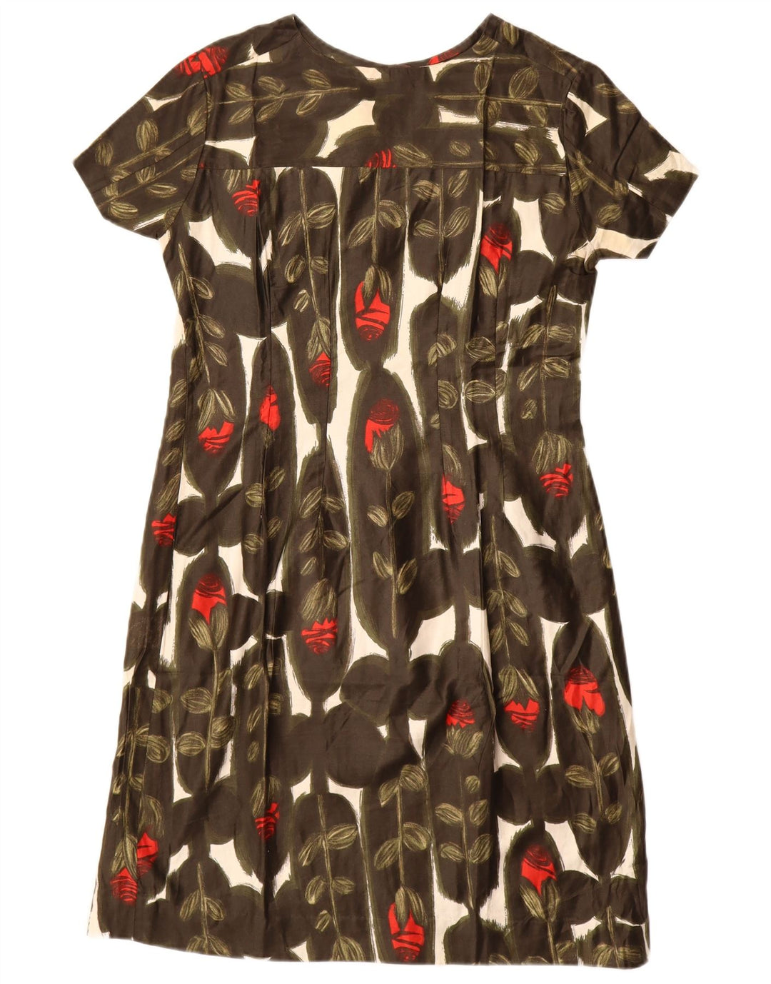 Abito tubino da donna VINTAGE UK 12 Marrone medio floreale