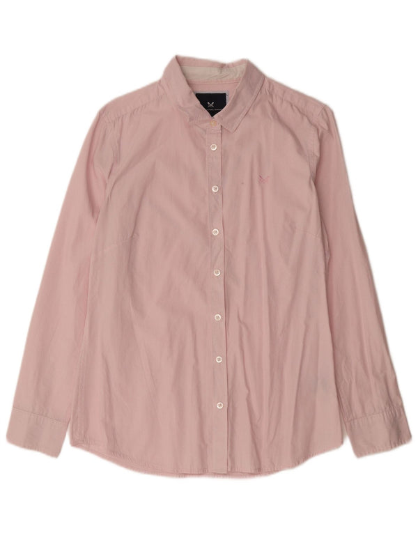 Crew Clothing Camicia da donna dalla vestibilità classica UK 12 Cotone gessato rosa medio