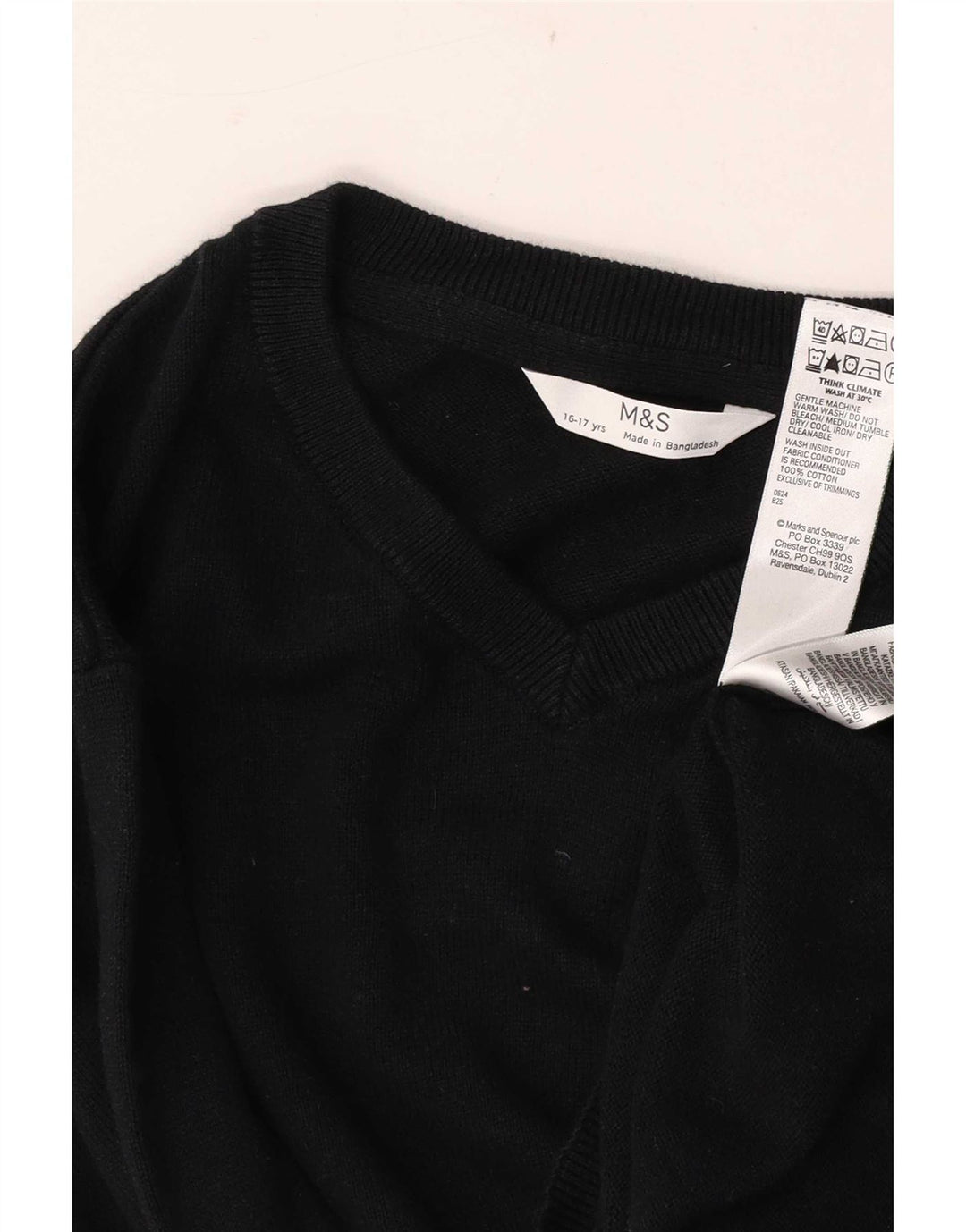 Maglione Marks & Spencer da ragazzo con scollo a V 15-16 anni in cotone nero