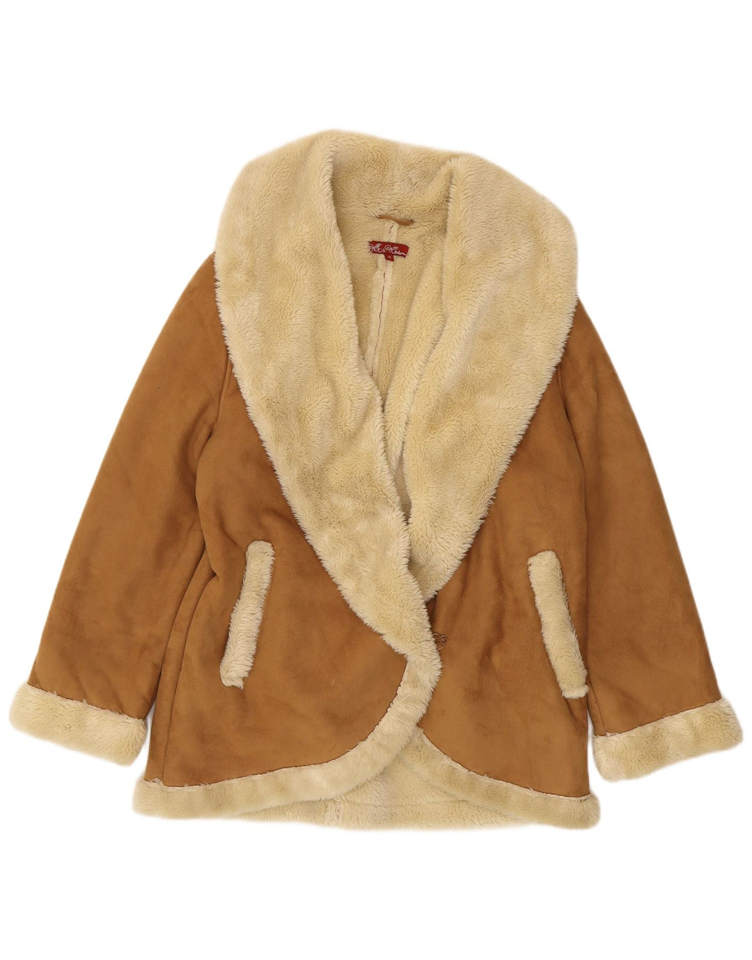 Wit & Wisdom Cappotto oversize in sherpa da donna UK 14 Grande poliestere marrone