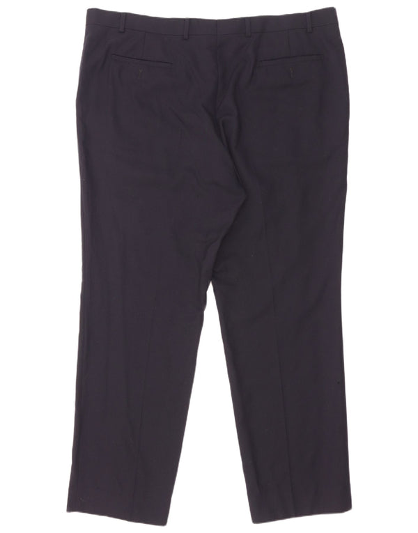 Pantaloni da abito vestibilità regolare da uomo Marks & Spencer W42 L31 lana blu navy