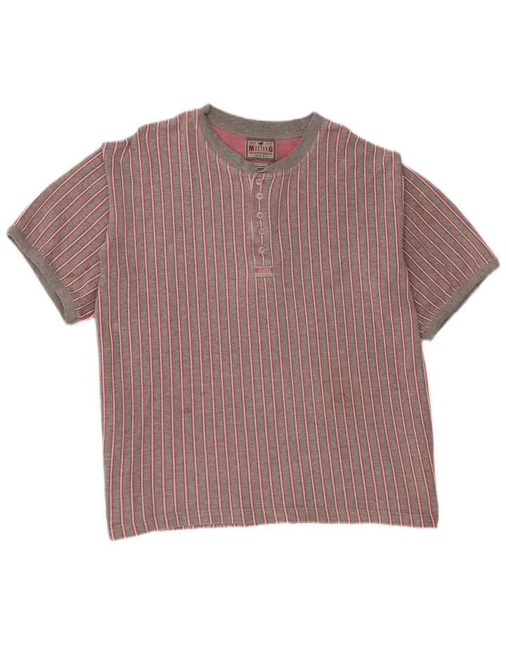 T-shirt da uomo Mustang Top XL in cotone a righe grigie