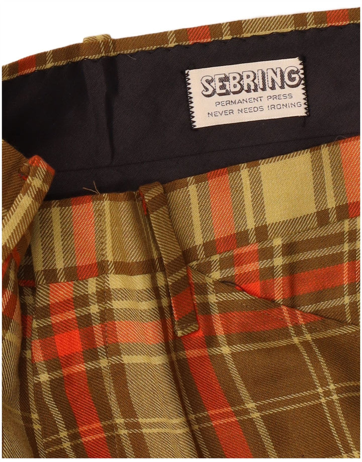 Pantaloni casual dritti da donna VINTAGE W32 L34 a quadri kaki