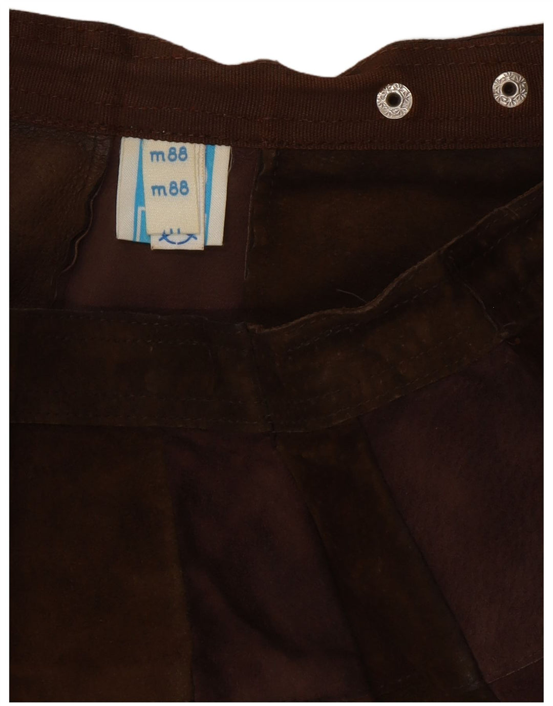 Minigonna da donna in pelle scamosciata VINTAGE W26 piccola in pelle marrone