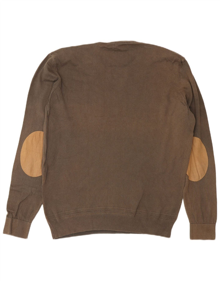 Maglione maglione girocollo da uomo Zara grande in cotone marrone